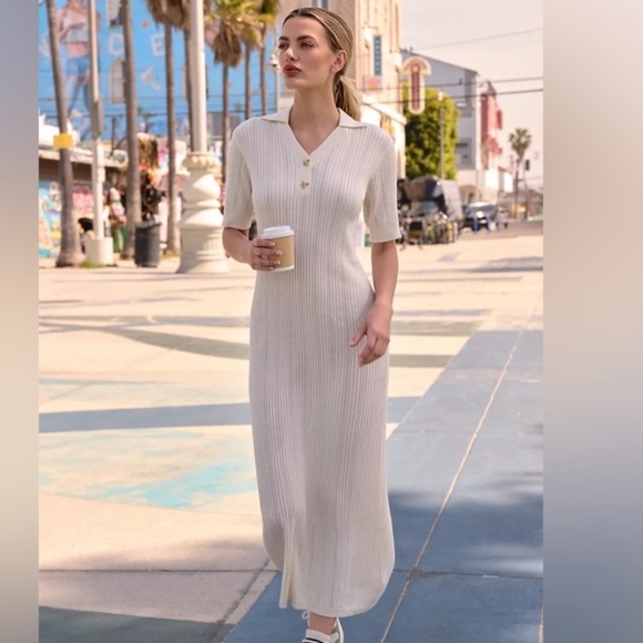 Varley Andrea Knit Maxi Dress White NWT - Picture 14 of 14